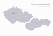 Czechia and Slovakia map, Czechoslovakia Republic, regions and capital city with names, gray on a white background vector