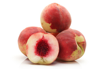 Poster - ripe peach on white background