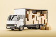 © ImageFlow - Truck full of carton boxes, shipping and delivery of goods