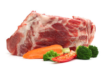 Wall Mural - Raw spare ribs on white background 