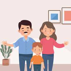 Wall Mural - parents couple with son