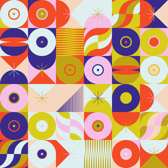 Naklejka na meble Mid-Century Inspired Graphic Pattern Art Made With Abstract Vector Geometric Shapes and Elements