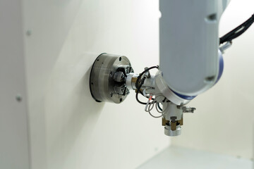 Wall Mural - robot arm auto load and unload cnc turning part