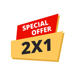 special offer 2x1 red flat label