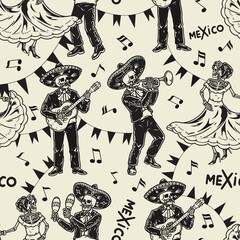 Canvas Print - Creative seamless pattern with Mexican performers