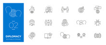 Set Of Diplomacy Line Icons - Editable Stroke