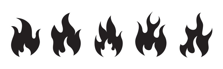 Wall Mural - Fire flame flat icon set. Fire flame symbol flat style collection