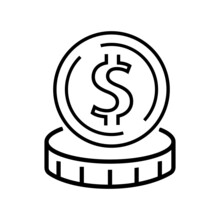 Money Icon Vector. Payment System. Coins And Dollar Cent . Flat Design Style. Business Concept.