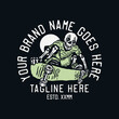 © Galih - skeleton playing skateboard vintage t shirt design template