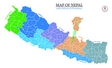 Map Of Nepal With Districts And Province Vector Illustration
