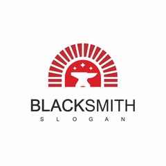 Wall Mural - Blacksmith Logo Design Template With Anvil Icon Illustration