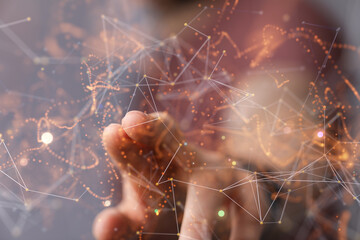 Global network. Blockchain. 3D illustration. Neural networks and artificial intelligence. Abstract