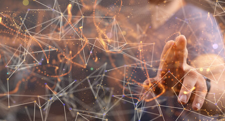 Neural network concept. Connected cells with links.