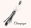 © martstudio - Hand drawn Illustration of Champagne explosion. Hand drawn Illustration of Champagne explosion.