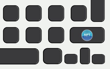 Sticker - NFT, bouton d’application mobile sur un clavier d'ordinateur, illustration