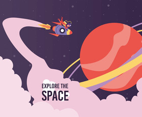 Sticker - explore the space poster