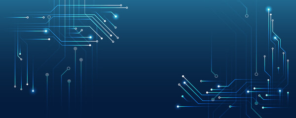 Aufkleber - Wide Cyber security internet and networking concept. Hi-tech vector illustration with various technology elements. Abstract global sci fi concept. Digital internet communication on blue background.