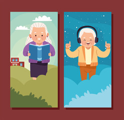 Sticker - old women couple continuing education