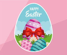 Happy Easter Lettering In Egg