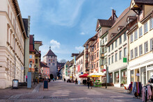View To The Black Gate (Schwarzem Tor) In The Down Town Of Rottweil On A Sunny Day In Spring, Black Forest, Germany