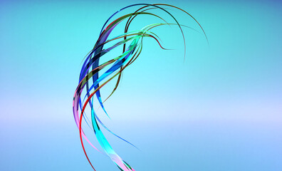 Wall Mural - Abstract twisting glossy shapes, 3D rendering background.