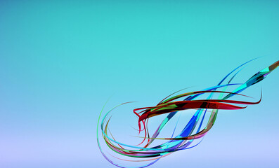 Wall Mural - Abstract twisting glossy shapes, 3D rendering background.
