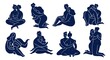 © VectorBum - Contemporary matisse style people. Embracing couples in love. Naked bodies silhouettes. Smooth graphic shapes. Arts inspiration. Romantic poses. Happy lovers. Vector hugging persons set