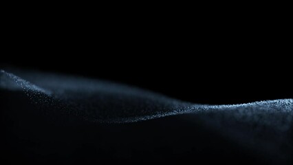 Wall Mural - smooth slow motion moving dotted wavy detailed lines on dark black copy space background seamless lo