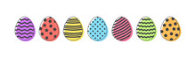 Easter Eggs Vector Icon, Cartoon Paint Art, Spring Egg Hunt, Cute Bright Set Isolated On White Background. Holiday Illustration