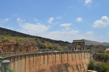 Hartbeespoort Dam Arch De Triumph Entrance With Crest Gates Monument On The Flood Dam