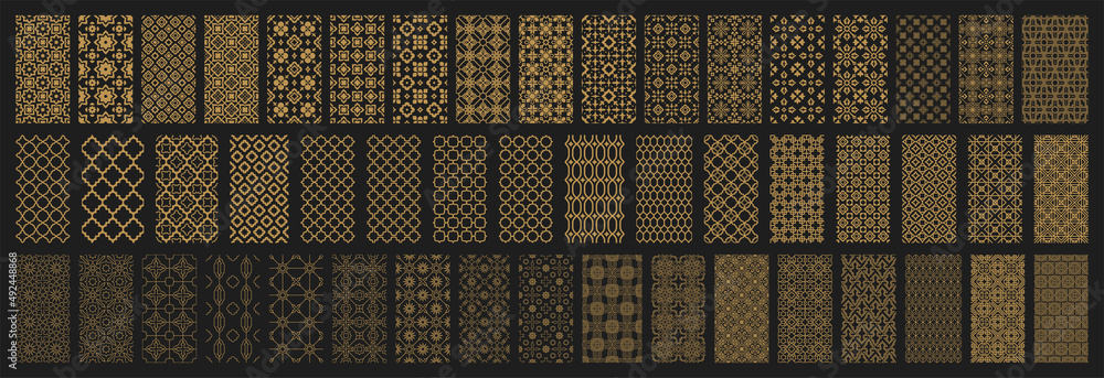 Arabic seamless pattern with golden arabic and islamic ornament big set ...