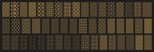 Arabic Seamless Pattern With Golden Arabic And Islamic Ornament Big Set On Black Background