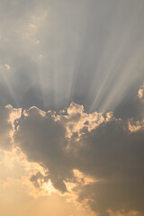 Wall Mural - Sky with cloud and sunlight before sunset, Natural background