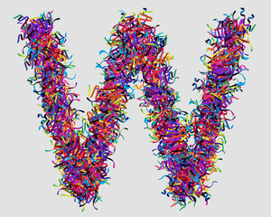 Font letter W vector design  made of yarn. font for your unique decoration, concept idea. smooth gradient color. Unique elements for your best design ; logo, font, corporate identity, application
