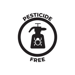 Sticker - pesticide free label free icon in black flat glyph, filled style isolated on white background