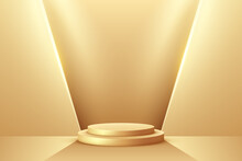 Luxury Golden Podium Display Background For Your Product Presentation Or Product Display Pedestal.