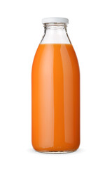 Wall Mural - Bottle with carrot juice isolated.