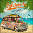 © ivgroznii7 - California Surf poster with retro bus.
