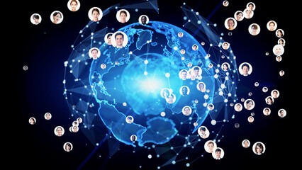 Aufkleber - Multinational people and global communication network concept. Social media.