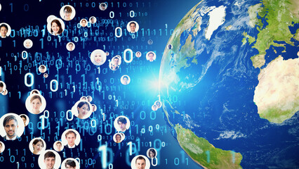 Aufkleber - Multinational people and global communication network concept. Social media.