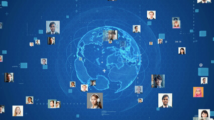 Canvas Print - Multinational people and global communication network concept. Social media.