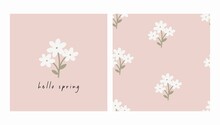 Cute Cartoon Spring Flowers. Awesome Vector Print And Seamless Pattern