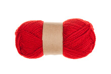 Red Wool Yarn, Isolated On White