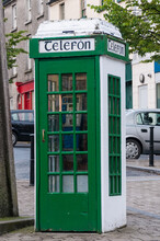 Traditional Green And White Telephone Booth Found In Ireland.