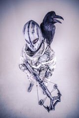 Wall Mural - fighter with a crossbow and a raven