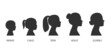© tiena - The stages of a woman's growing up - infant, child, teen, adult, elderly. Collection of silhouettes of women of different ages. Vector illustration isolated on white background