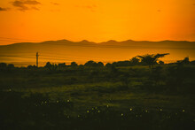 Radiant Sunset Over Mountains At Nairobi National Park, Kenya
