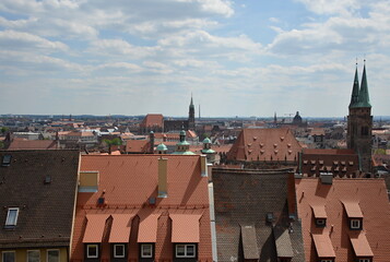 Sticker - Panorama der Altstadt von Nürnberg, Franken, Bayern