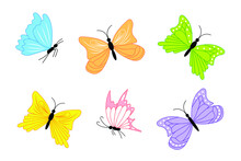 Set Of Colored Butterflies Of Six Pieces
