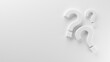 Three question mark symbols on white background. Problem, dilemma or confusion